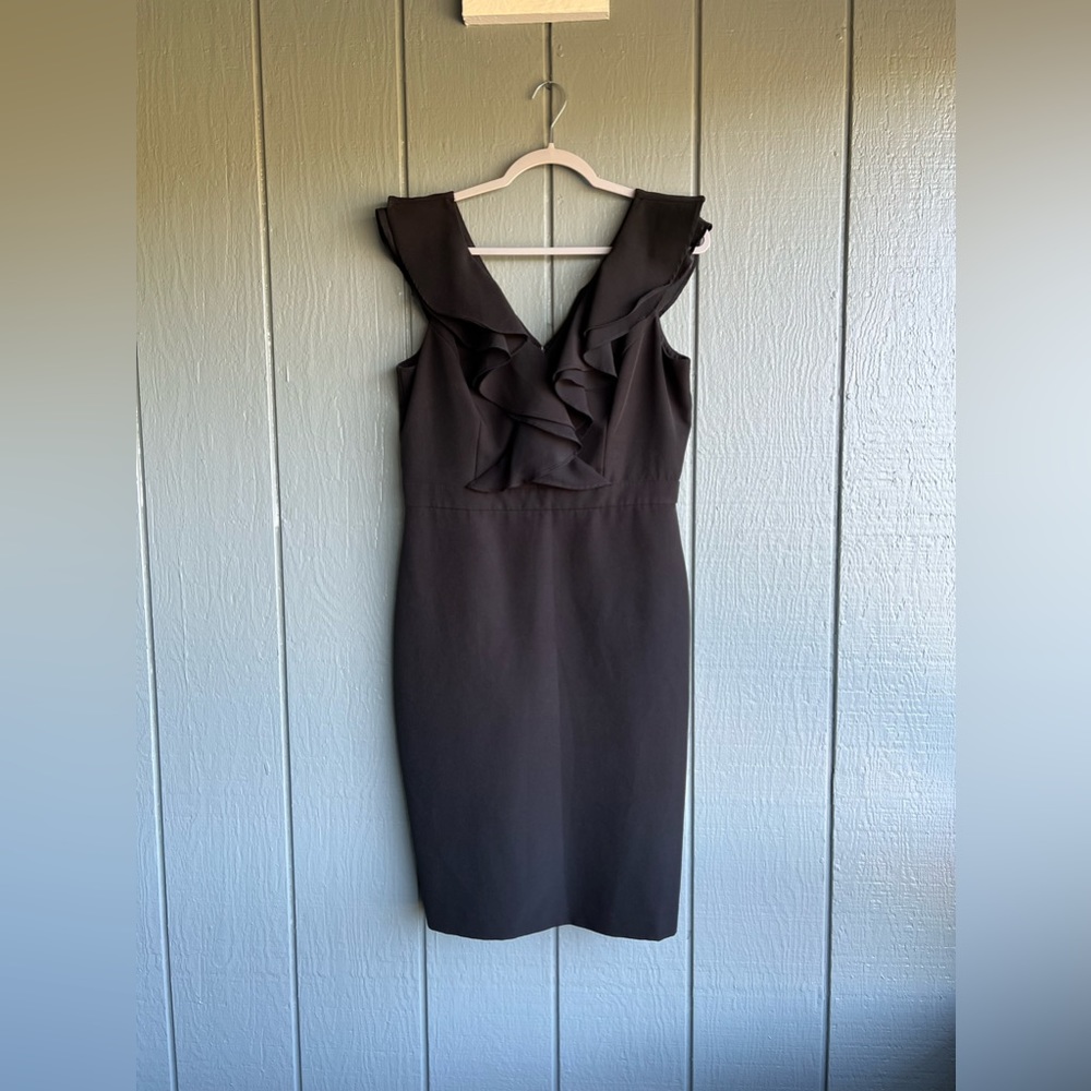 Just…Taylor Black Ruffle Collar Sleeveless Formal Wedding Evening Party Dress